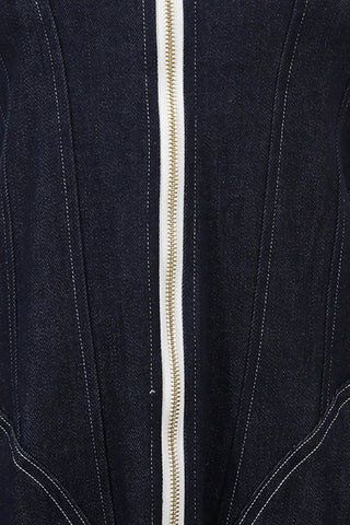 Zip-Front Denim Halter Dress