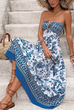 Strapless Floral Casual Dress