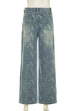 Snake-Print Straight Leg Jeans