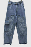Patterned Straight Leg Jeans