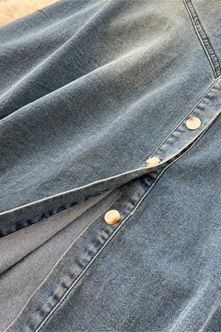 Strappy Button-Front Denim Dress