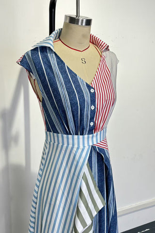 Striped Button-Down Casual Dress