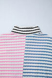 Striped Half-Zip Pullover Hoodie
