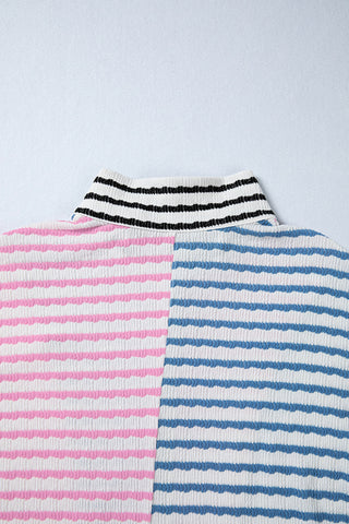 Striped Half-Zip Pullover Hoodie
