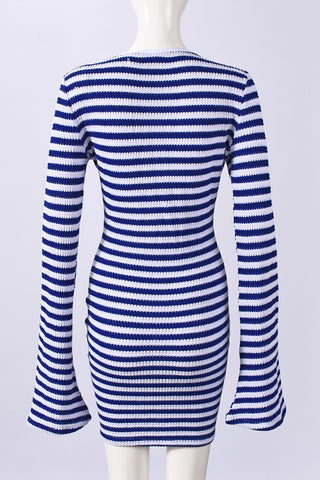 Striped Keyhole Casual Dress