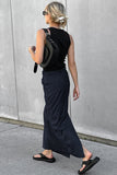 High-Waisted Pinstripe Maxi Skirt