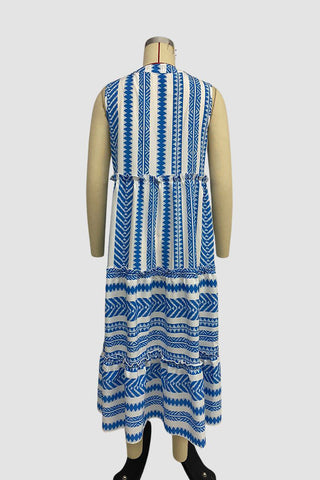 Sleeveless Geometric Print Casual Dress