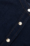 Button-Down Puff Sleeve Denim Dress