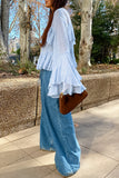 Ruffled High-Neck Blouse