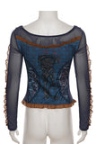 Sheer Mesh Long Sleeve Blouse