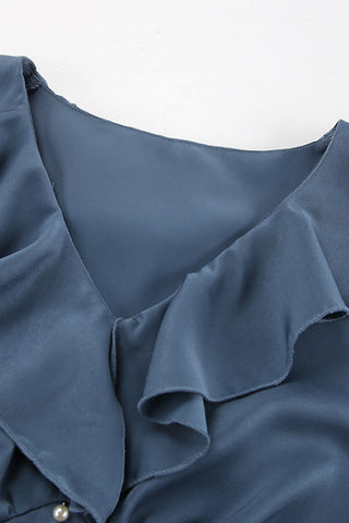 Ruffled Button-Down Casual Dress