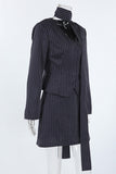 Striped Skirt Set with Tie Neck