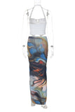 Artistic Halter Skirt Set