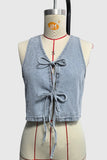 Tie-Front Sleeveless Pants Set