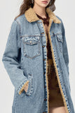 Longline Shearling-Lined Denim Coat