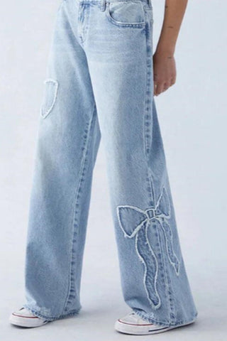 Wide-Leg Straight Jeans with Unique Detailing