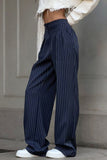 Pinstripe Wide-Leg Pants