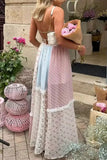 Halter Patchwork Maxi Dress