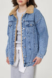 Casual Faux Shearling Lined Denim Jacket