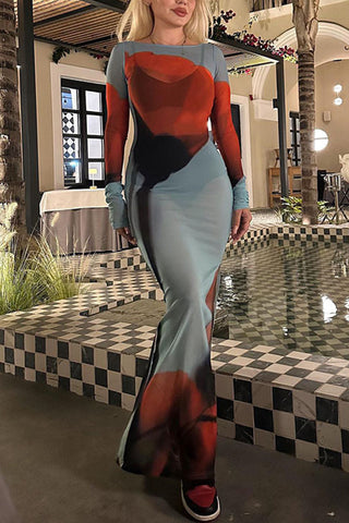 Maxi Dress with Artistic Print Design