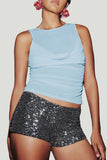 Draped Mesh Tank Top