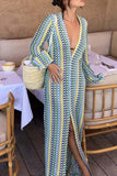 V-Neck Printed Maxi Dress
