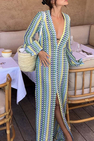 V-Neck Printed Maxi Dress