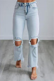 Distressed Straight-Leg Jeans