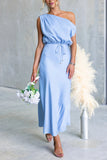 Elegant One-Shoulder Casual Dress