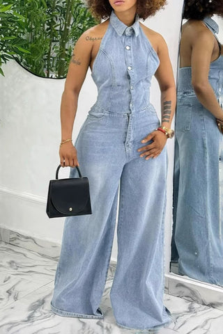 Sleeveless Button-Up Jumpsuit