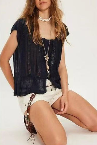 Elegant Lace Trim Blouse