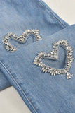 Heart-Detail Straight-Leg Jeans