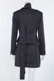 Striped Skirt Set with Tie Neck
