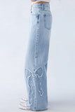 Wide-Leg Straight Jeans with Unique Detailing