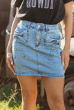 Trendy Pocket Detail Denim Skirt