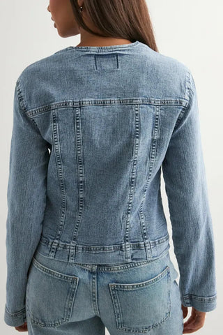 Button-Front Denim Jacket