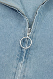 Casual Zip-Up Denim Jacket