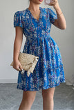 Floral V-Neck Ruffle Dress