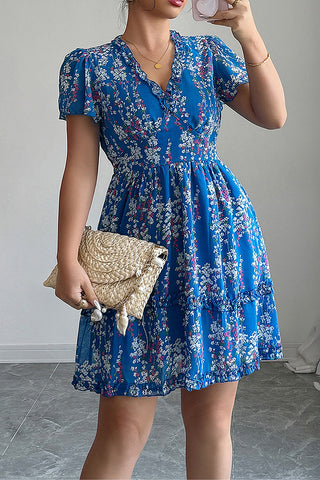 Floral V-Neck Ruffle Dress