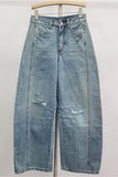 Distressed Wide-Leg Denim Pants