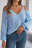 Off-Shoulder Cable Knit Sweater