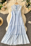 Button-Front Eyelet Maxi Dress