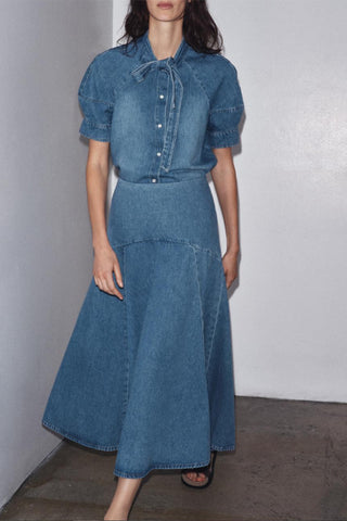 Bow-Tie Button-Front Shirt