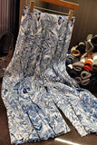 Patterned Wide-Leg Casual Pants