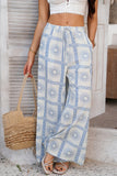Tile Print Wide-Leg Pants