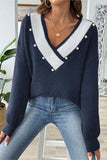 Pearl Accented V-Neck Sweater