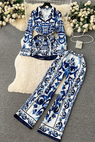 Elegant Patterned Pants Set