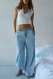 Button-Detail Plaid Casual Pants