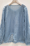 Lace Design Openwork Long Sleeve Blouse