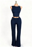 Ruched Sleeveless Top and Pants Set